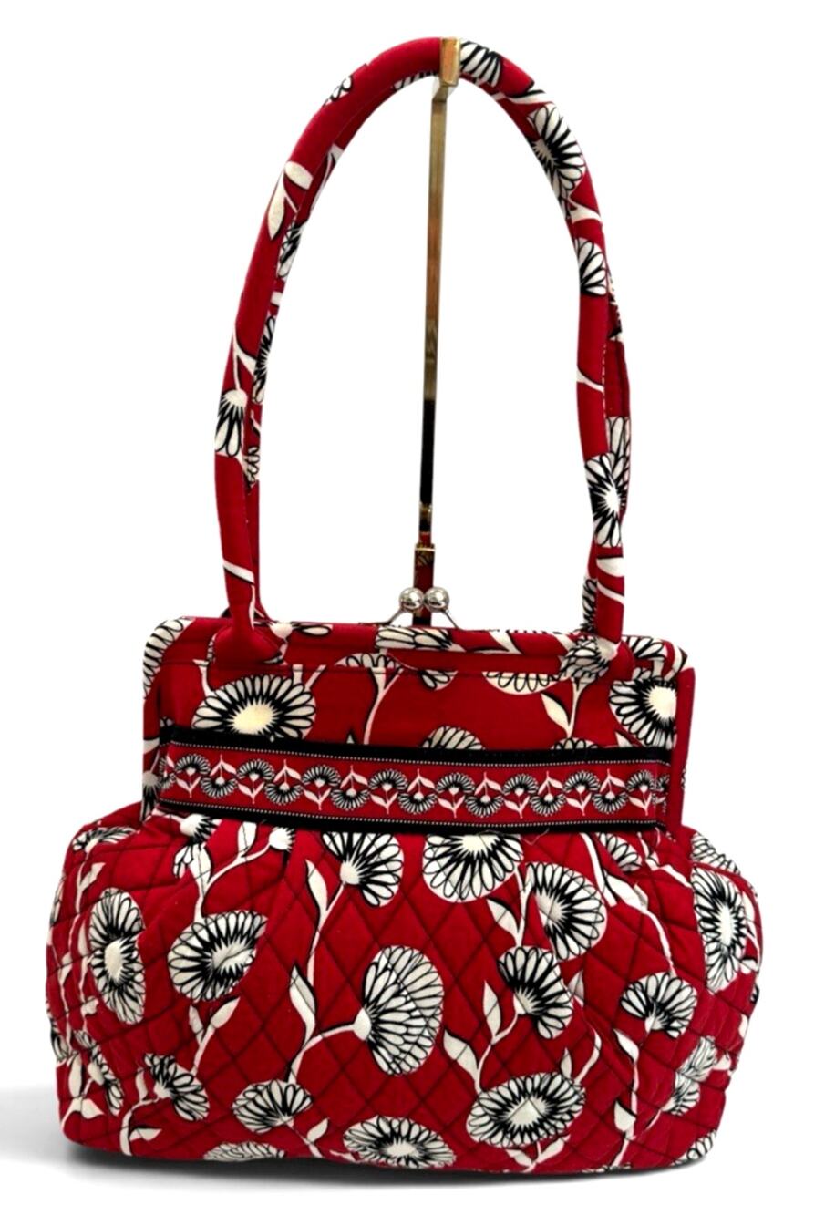 Vera Bradley Deco Daisy Red Eloise Kiss Lock Frame Bag Retired 2011 Floral
